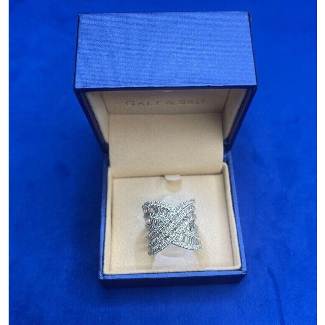 Early 21st Century Brilliant Cut Baguette Shape Diamond Pave Set Channel Set Fancy Spiral Wave Cock, Size 7.5 For Sale - Image 5 of 10