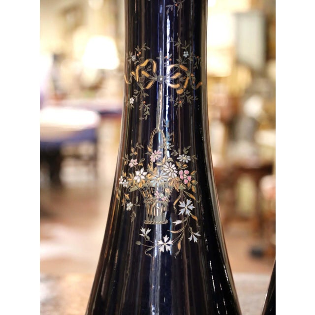 Pair 19th Century French Neoclassical Painted and Gilt Porcelain Trumpet Vases For Sale In Dallas - Image 6 of 13