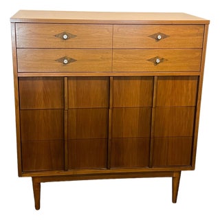 Mid Century Modern MCM Basic Witz Walnut Highboy Dresser For Sale