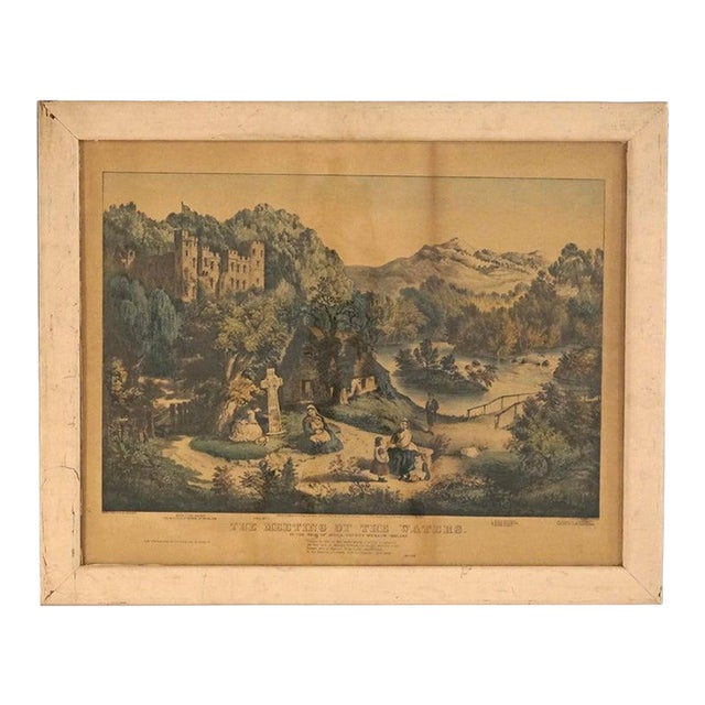 Antique Currier & Ives Print - The Meeting of the Waters 19thC For Sale