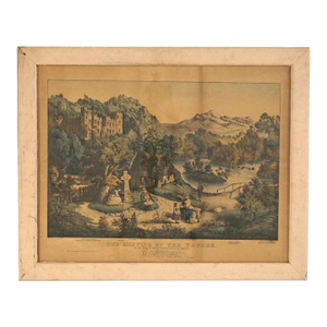 Antique Currier & Ives Print - The Meeting of the Waters 19thC