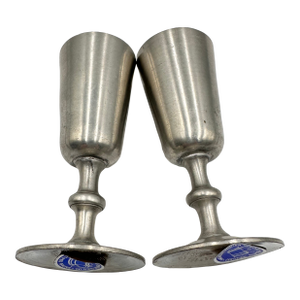 Vintage Woodbury Pewter Aperitif Liqueur Cordial Shot Stemmed Goblet Glasses