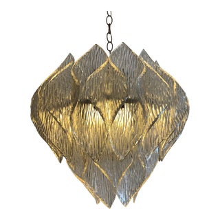 Mid Century Modern Lucite Chandelier With Layered Petals For Sale