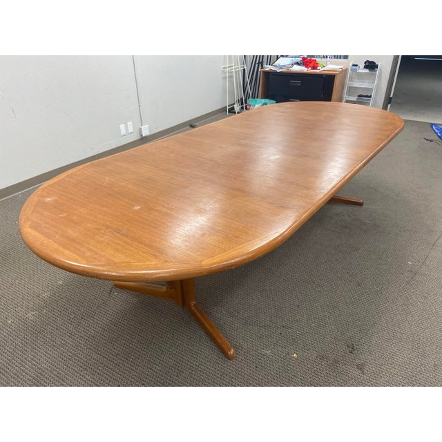 Vintage Mid-Century Modern Teak Danish Made in Denmark Large Conference Table For Sale - Image 11 of 12