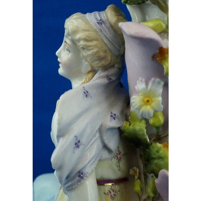 Vintage Porcelain Candelabra with Book and Flowers by Plaue, 1920s For Sale - Image 15 of 18