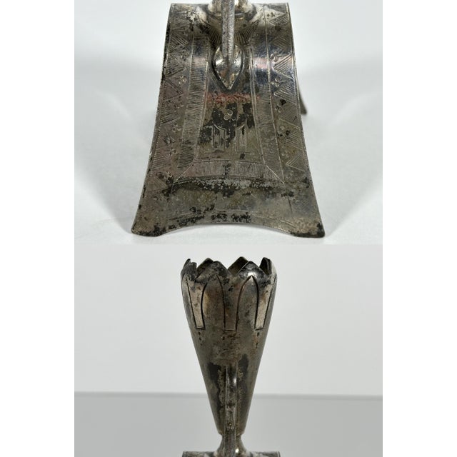 19th Century Simpson Hall Miller Silver Plate Napkin Ring Toothpick Holder: Egyptian Revival For Sale - Image 4 of 10