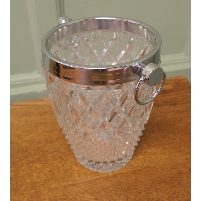 Art Deco Diamond Pattern Champagne Wine Cooler The Cooler or Ice Bucket has a Diamond pattern, with a chrome ring handled...