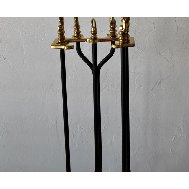 Vintage Mid Century Hollywood Regency Ornate Brass Black Iron Fireplace