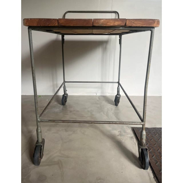 Serving Trolley with Wooden Top, 1950s For Sale - Image 4 of 5