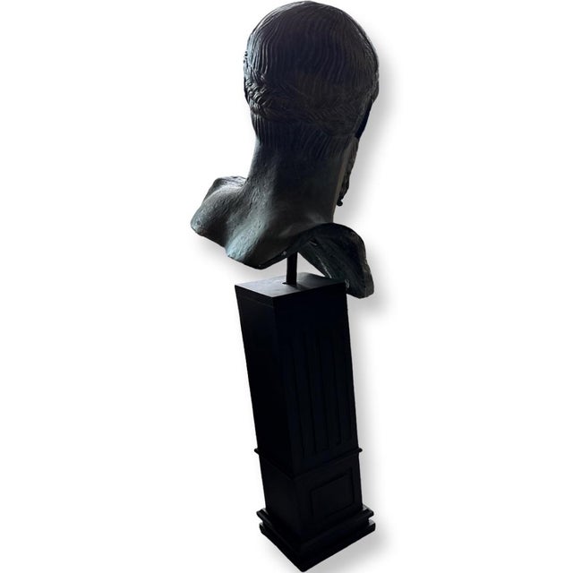 Greek Poseidon Torso Sculpture Souvenir of Grand Tour in Plaster Patinated Like old Bronze with pedestal included.measure...