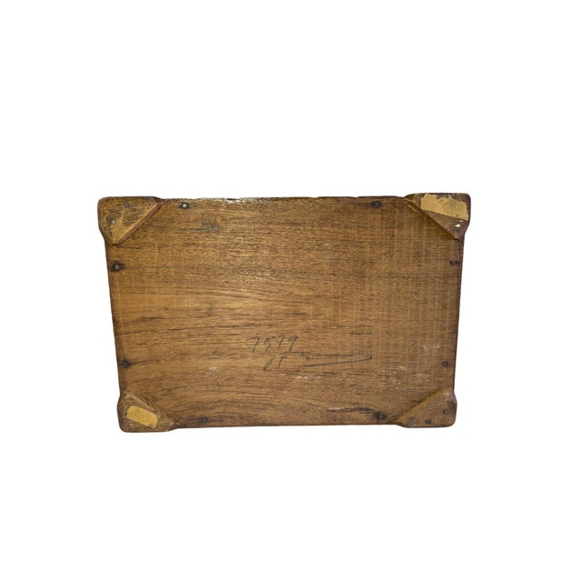 Mid 20th Century Vintage Asian Hand-Carved Camphor Wood Jewelry Box With Village Scene & Brass Hardware For Sale - Image 5 of 18