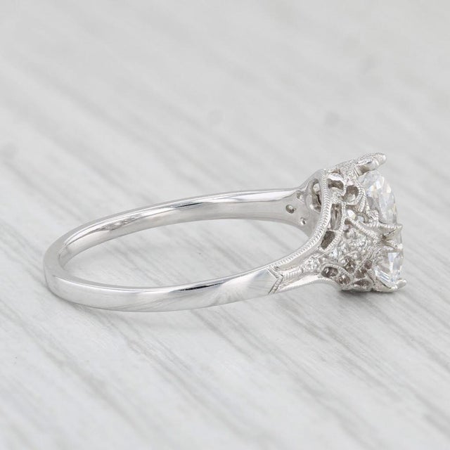 2020s New Beverley K Oval Semi Mount Diamond Ring 14k White Gold Size 6.75 Filigree For Sale - Image 5 of 8