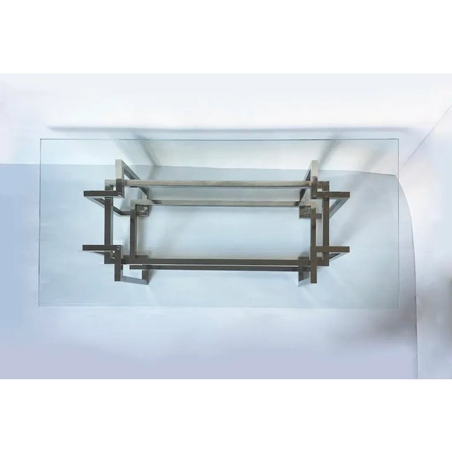 Coffee Table in Glass and Metal, 1970s For Sale - Image 3 of 9