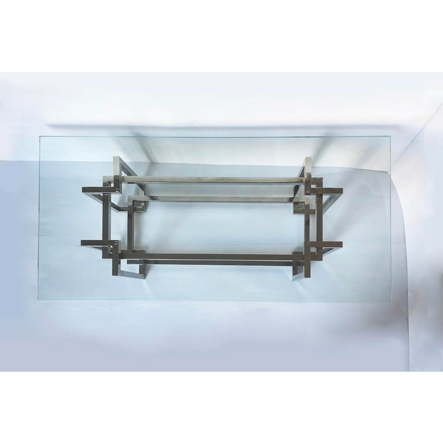 Coffee Table in Glass and Metal For Sale - Image 3 of 9