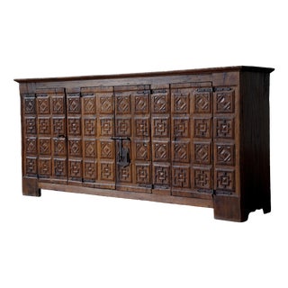 Vintage Spanish Hand Carved Sideboard, 1800s For Sale