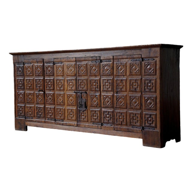 Vintage Spanish Hand Carved Sideboard, 1800s For Sale