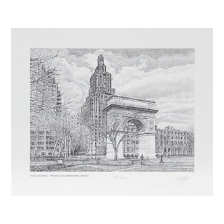 New York: The Washington Arch, Signed Etching by Walter Tjart For Sale