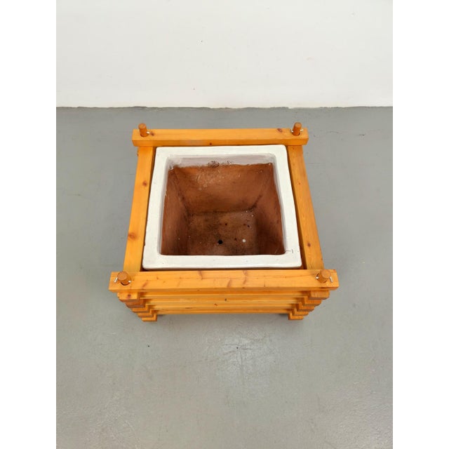 Large Vintage Pine and Earthware Planter, Denmark, 1970 For Sale - Image 6 of 8