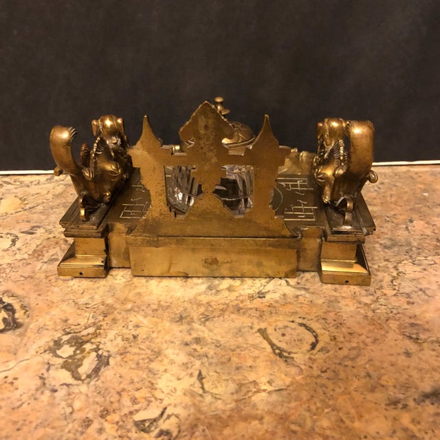 Late 19th Century Late 19th Century French Gilt Bronze Inkwell For Sale - Image 5 of 11