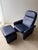 Set of DS 50 Lounge Chair with Ottoman in Dark Blue Leather from de Sede For Sale - Image 6 of 18