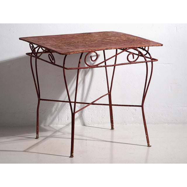 Antique Red Garden Table, 1920s For Sale - Image 9 of 10