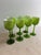 Set of 7, vintage 1970s, Italian chartreuse / lime green and white cased glass, long stemmed Wine Glasses by the famed...
