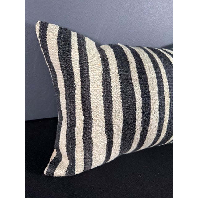 Contemporary Turkish Hemp Pillow Cushion Natural Beige Black Pillow Cushion Cover 16 "x 24" For Sale - Image 3 of 4