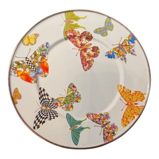 MacKenzie-Childs Butterfly Enamel Metal Salad / Dessert Plate, 8” For Sale