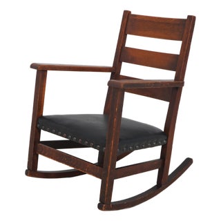 Stickley Brothers Antique Mission Oak Small Rocking Chair For Sale