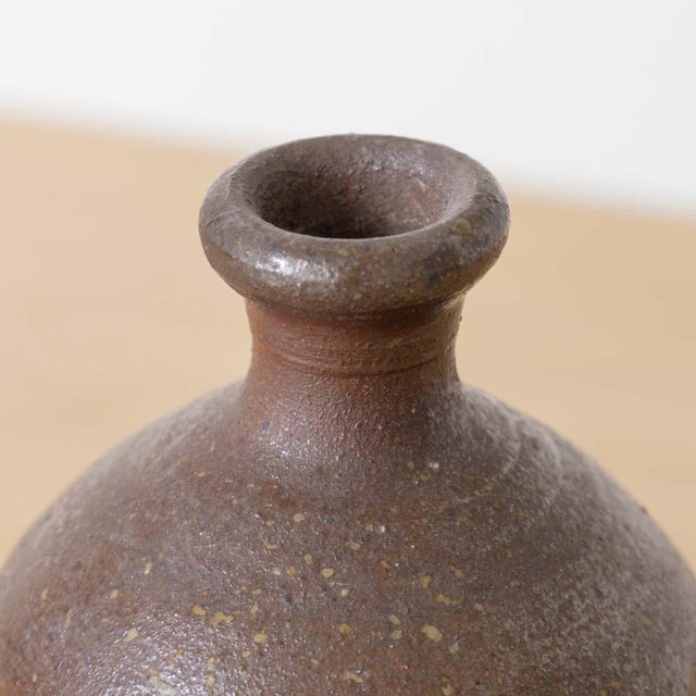 Brown 1960s Japanese Bizen Stoneware Vessel For Sale - Image 8 of 9