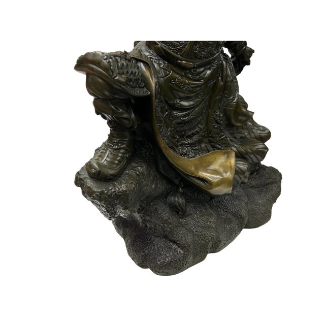 Chinese Metal Bronze General Quan Yu Holding Long Knife Statue For Sale - Image 11 of 18