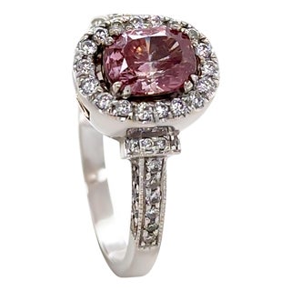 18ct White and Rose Gold Pink Diamond Ring 1.36ct, Size 8.75 For Sale