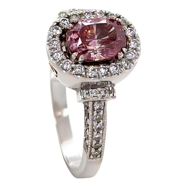 18ct White and Rose Gold Pink Diamond Ring 1.36ct, Size 8.75 For Sale