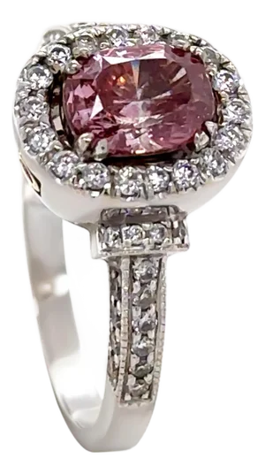 18ct White and Rose Gold Pink Diamond Ring 1.36ct, Size 8.75