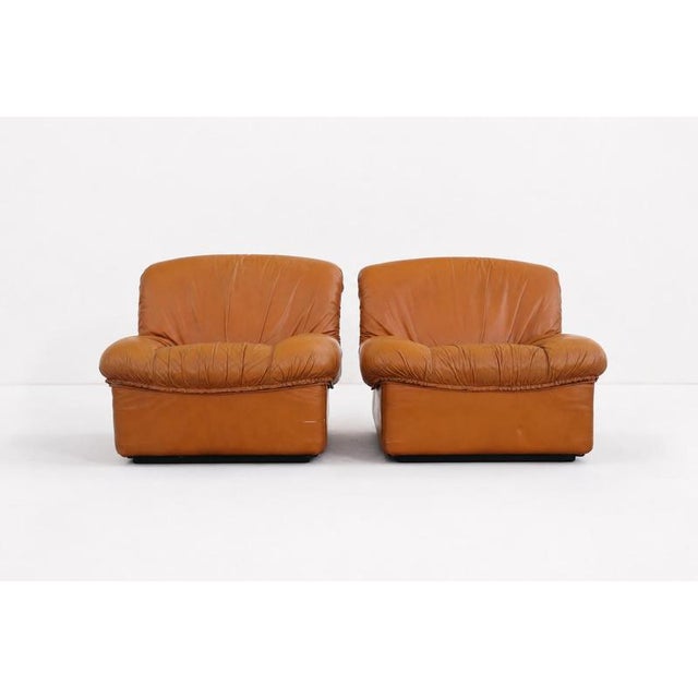 Vintage Italian Giusy Lounge Chairs in Leather from Neoflex, 1970s, Set of 2 For Sale - Image 4 of 12