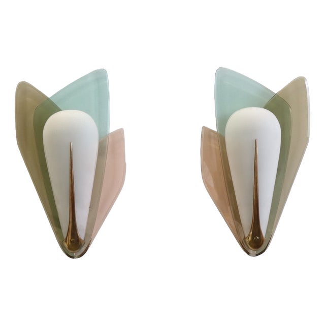 Vintage Wall Lights by Max Ingrand for Fontana Arte, Italy, 1955, Set of 2 For Sale