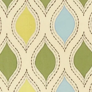 Schumacher Let's Dance Fabric in Chartreuse & Sky