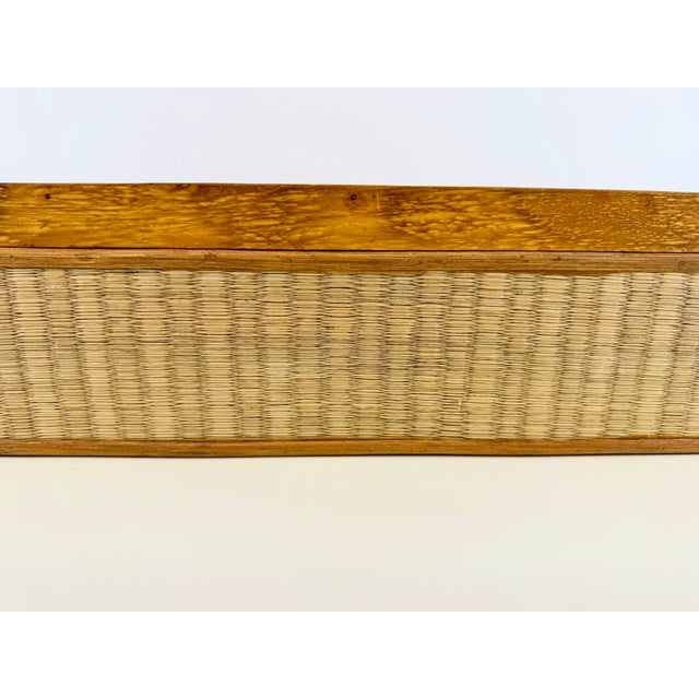 Vintage Indonesian Wood and Woven Rattan Four-Compartment Storage Caddy For Sale In Little Rock - Image 6 of 15
