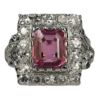 Vintage Pink Sapphire Ring, Size 4 For Sale