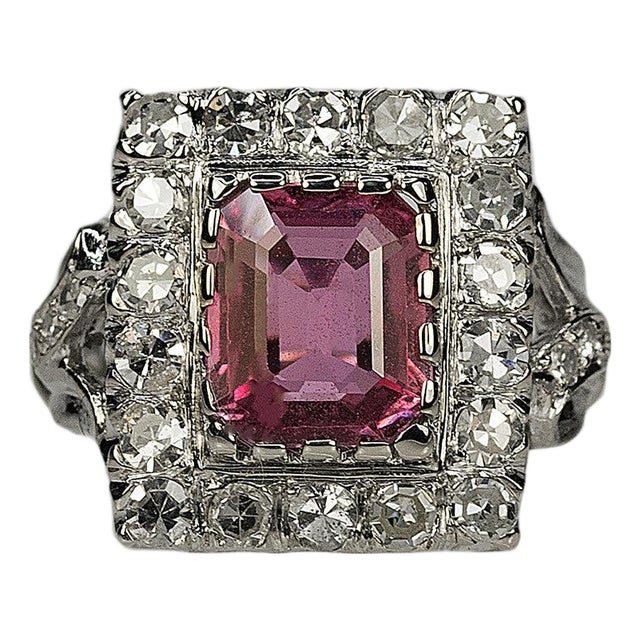 Vintage Pink Sapphire Ring, Size 4 For Sale
