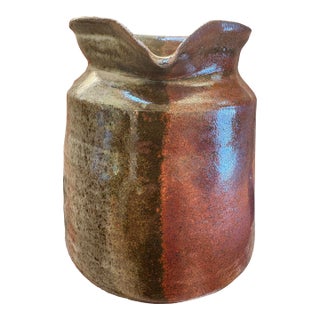 1970s Ann Campbell Studio Pottery Pitcher – Organic Earth Tone Glaze For Sale