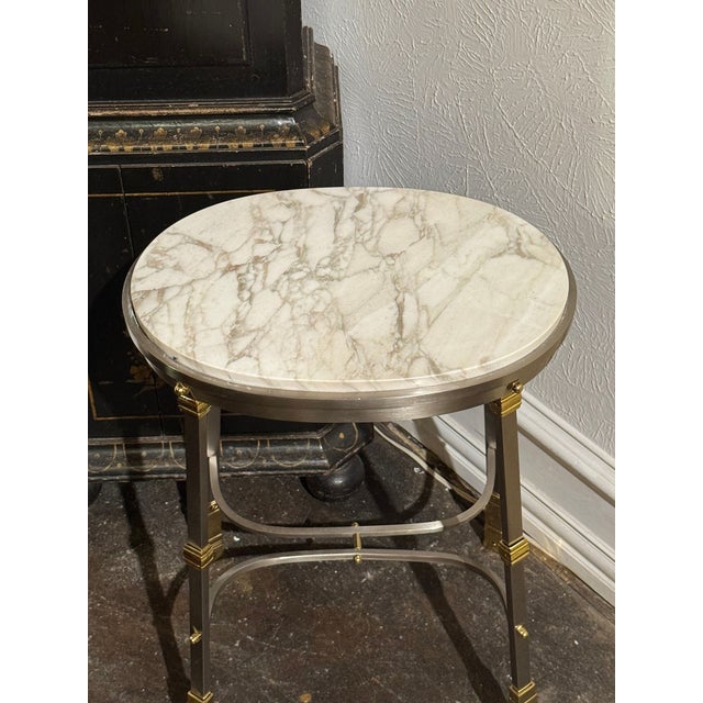 Mid 20th Century Vintage French Maison Jansen Steel Side Table For Sale - Image 5 of 7