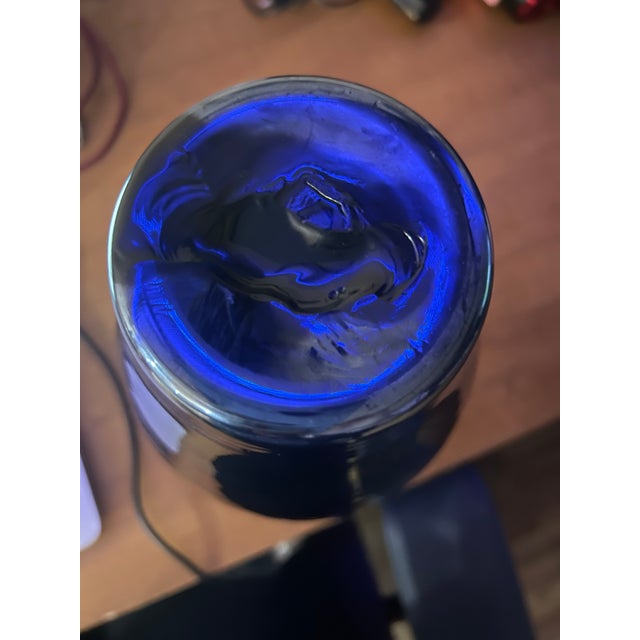 1910s Vintage 11" Iridescent Art Glass Vase in Cobalt Amethyst – Czech / Kralik Style For Sale - Image 5 of 13