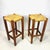 Brown Wood and Straw Bar Stools, Italy, 1980s, Set of 2 For Sale - Image 8 of 8