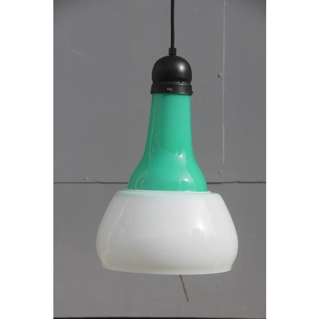 Turquoise Vintage Italian Pendant Lamp, 1950s For Sale - Image 8 of 8