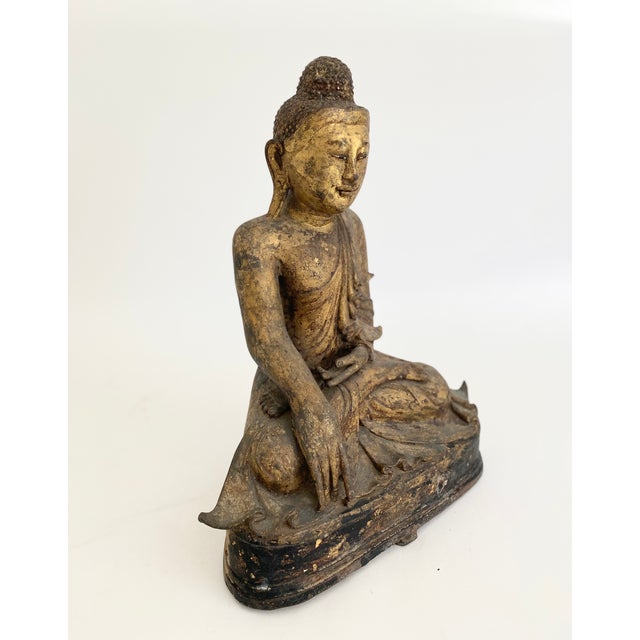 Antique Gilded Bronze Thai Buddha Statue For Sale - Image 4 of 7