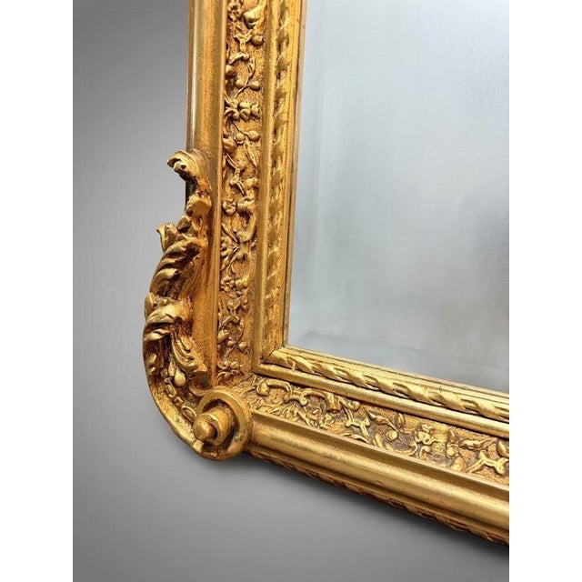 French Gilt Wood and Plaster Panel Mirror For Sale - Image 4 of 5