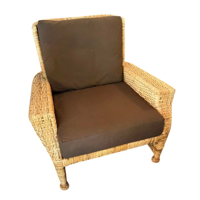 Modern McGuire Furniture Co Wicker Rattan Lounge Club Chair - 1 of 2 For Sale - Image 3 of 3