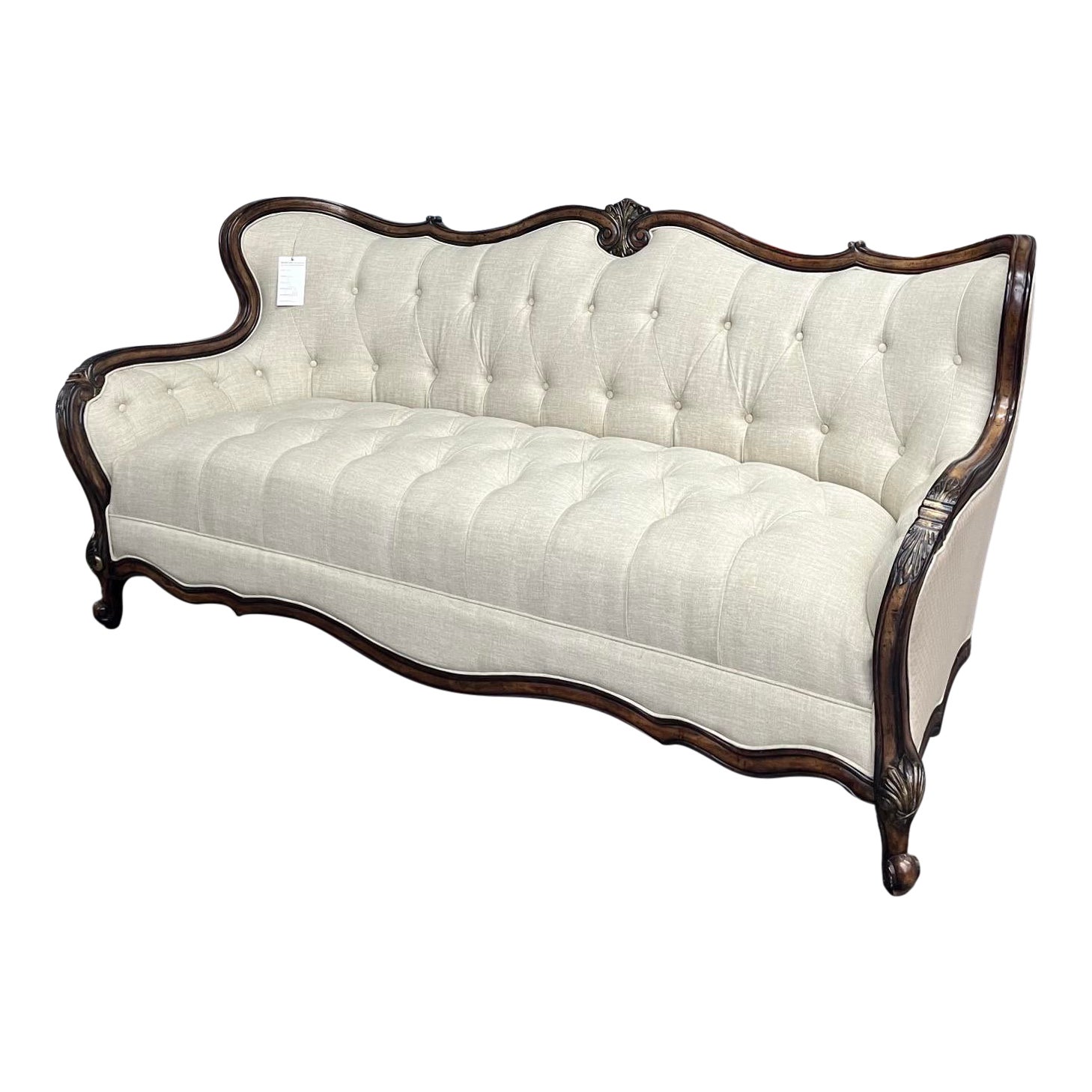 Traditional Wood Trim Tufted Sofa Chairish