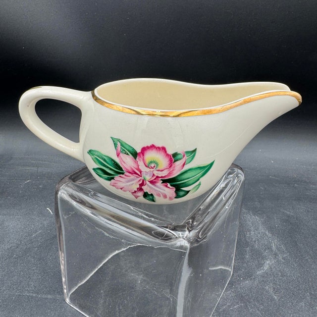 Vintage Modern Orchid by Paden City Pottery 22k Gold Rim 36 Pcs For Sale - Image 12 of 12